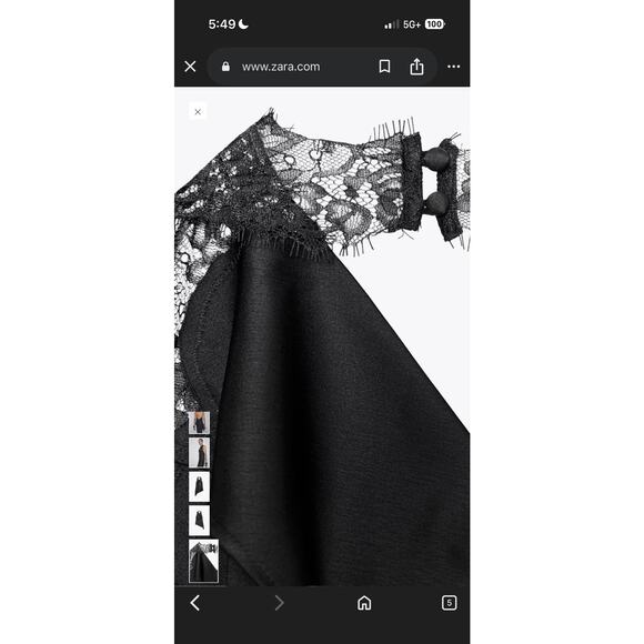 Zara Women's XSmall Black Lace Asymmetric Hem Sleeveless Halter Top - Picture 8 of 8